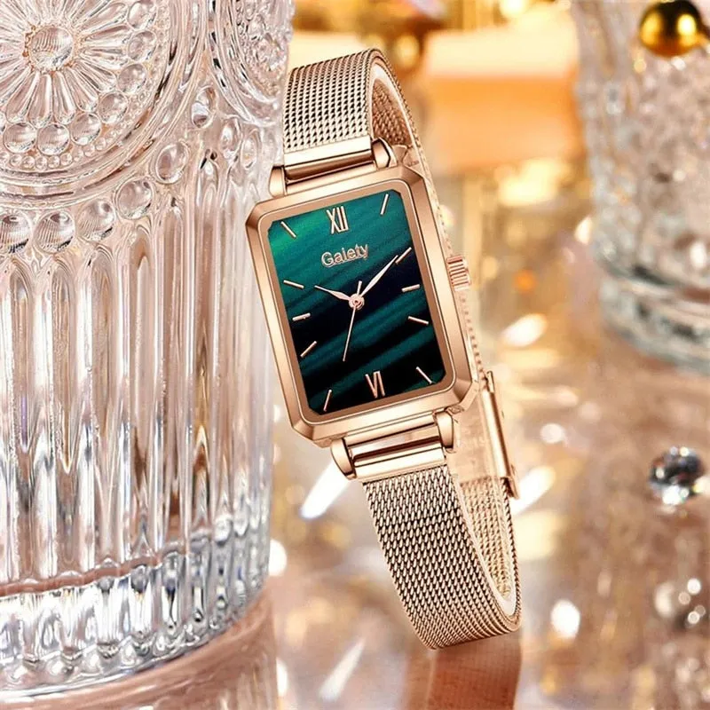 2pcs Set Women Watches Fashion Square Ladies Quartz Watch