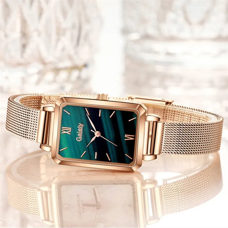 2pcs Set Women Watches Fashion Square Ladies Quartz Watch