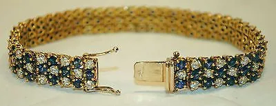 5  Carat Diamond & 6.5 Carat Sapphire Triple Row Tennis Bracelet in 18K Gold - $40K VALUE