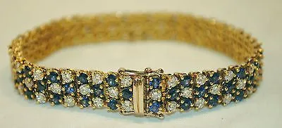 5  Carat Diamond & 6.5 Carat Sapphire Triple Row Tennis Bracelet in 18K Gold - $40K VALUE