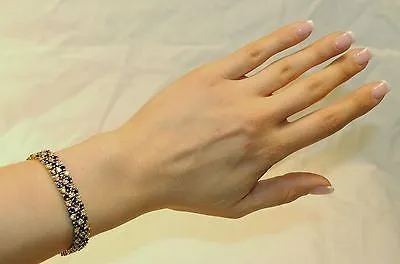 5  Carat Diamond & 6.5 Carat Sapphire Triple Row Tennis Bracelet in 18K Gold - $40K VALUE