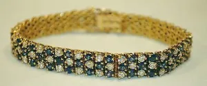 5  Carat Diamond & 6.5 Carat Sapphire Triple Row Tennis Bracelet in 18K Gold - $40K VALUE
