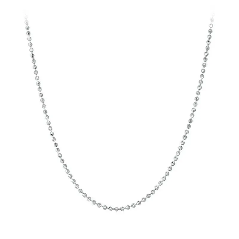 925 Sterling Silver Bead Ball Chain Necklace, Solid Silver Strand Chain Necklace for Women