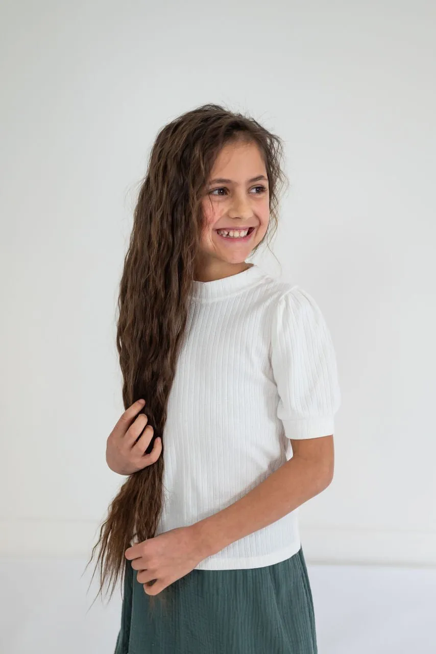 Adler Girls Ribbed Top in Cream