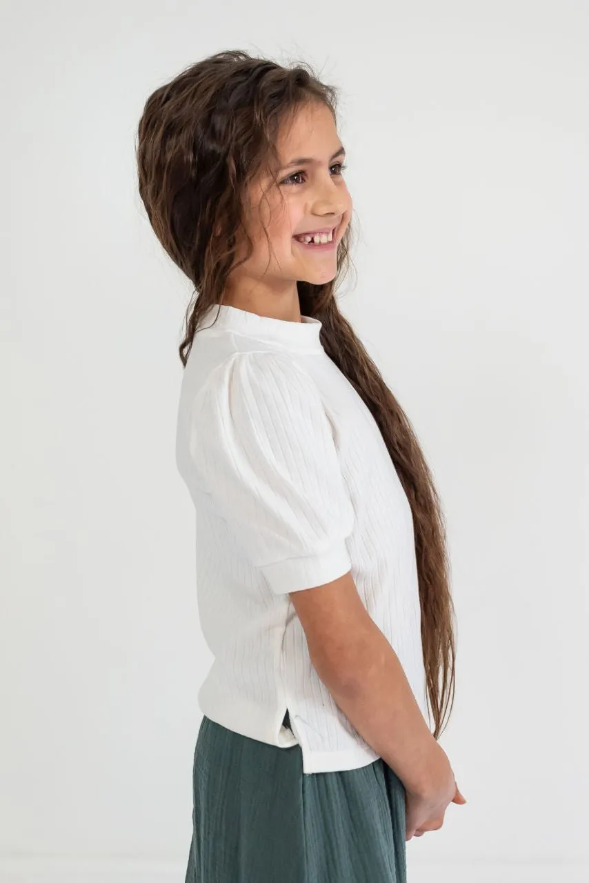 Adler Girls Ribbed Top in Cream