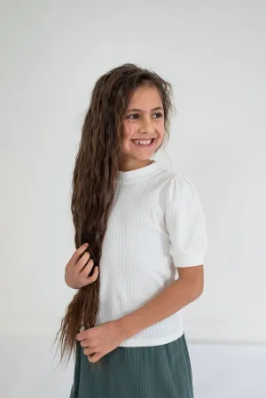 Adler Girls Ribbed Top in Cream