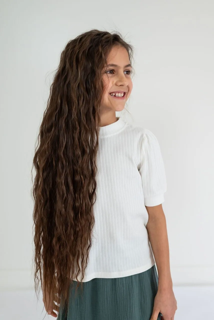 Adler Girls Ribbed Top in Cream