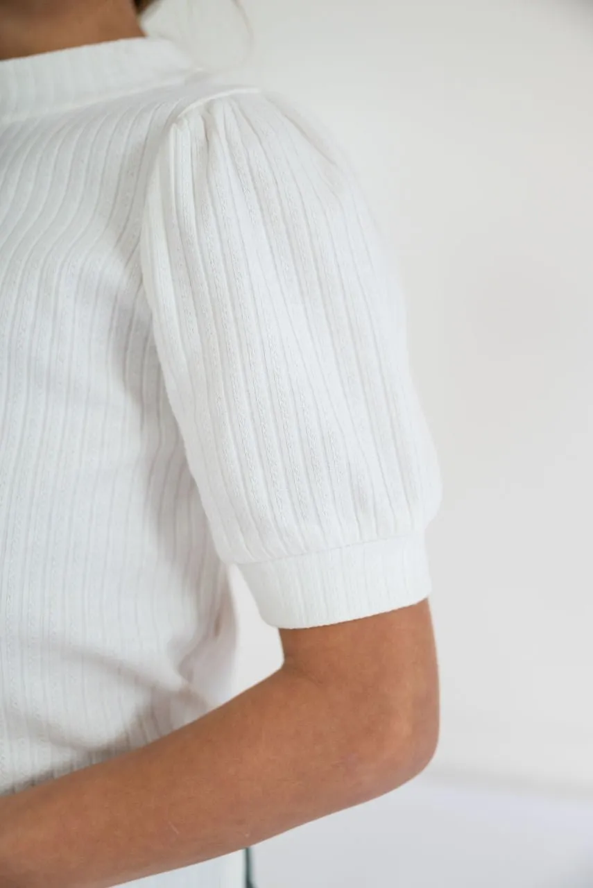 Adler Girls Ribbed Top in Cream