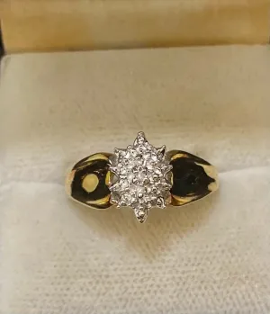 Amazing Solid Yellow Gold Diamond Cluster Ring - $2K Appraisal Value w/CoA}