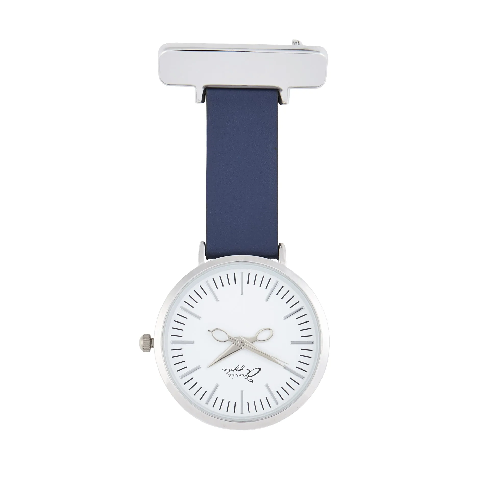 Annie Apple Nurses Fob Watch - Aurora - White/Silver/Navy - Leather - 35mm