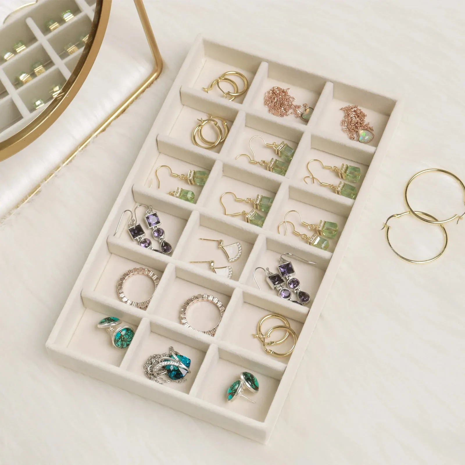 Anyhouz Jewelry Storage Grey Design F Display Tray Drawer Storage Jewellery Holder For Ring Earrings Necklace Bracelet