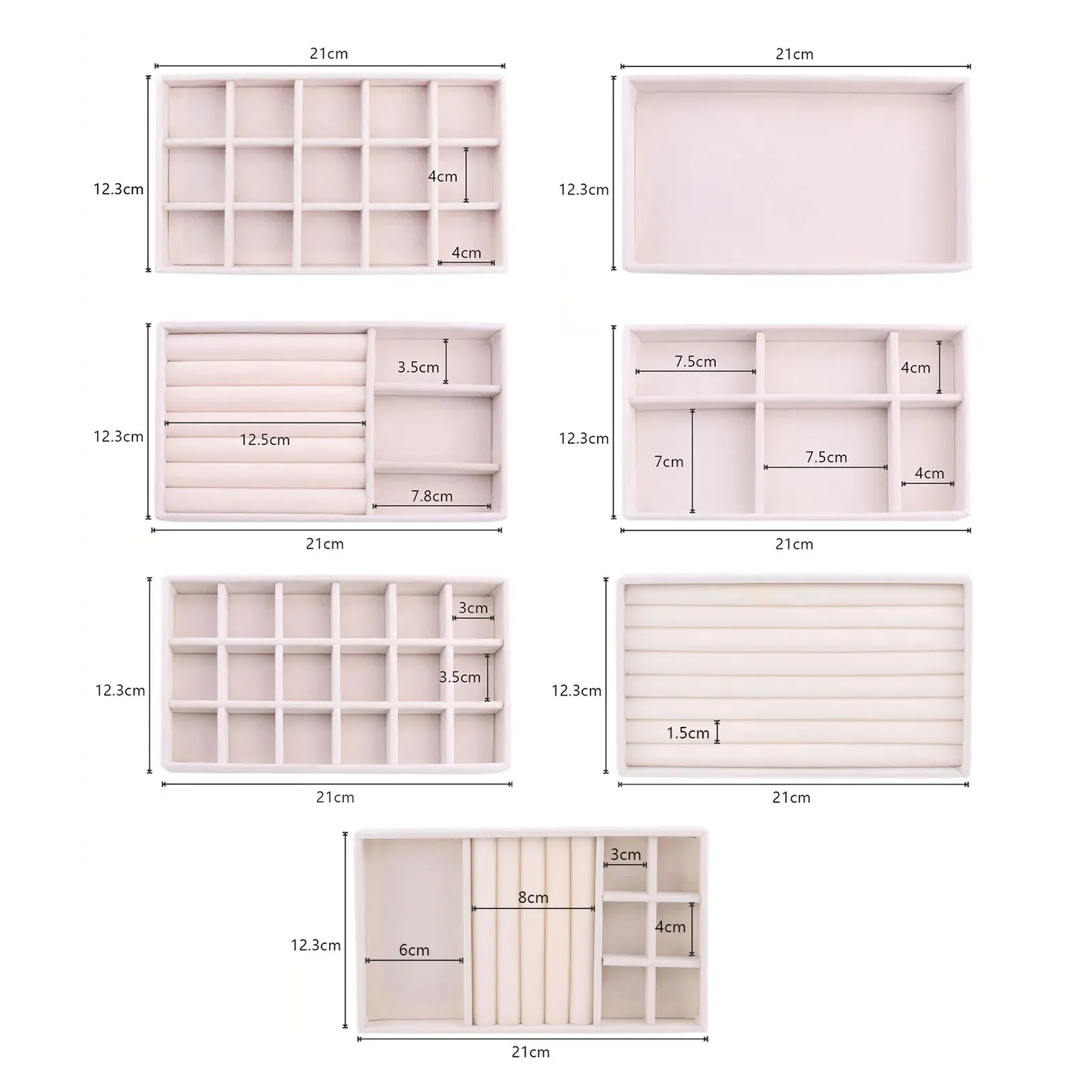 Anyhouz Jewelry Storage Grey Design F Display Tray Drawer Storage Jewellery Holder For Ring Earrings Necklace Bracelet