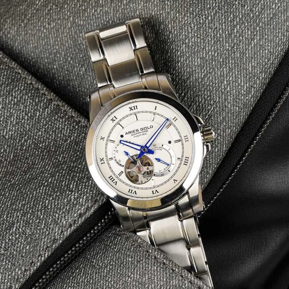 ARIES GOLD AUTOMATIC INFINUM FORZA SILVER STAINLESS STEEL G 9001 S-W MEN'S WATCH