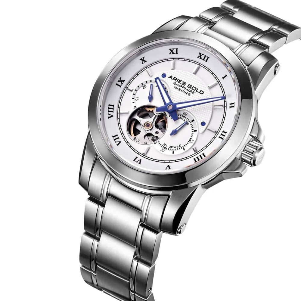 ARIES GOLD AUTOMATIC INFINUM FORZA SILVER STAINLESS STEEL G 9001 S-W MEN'S WATCH