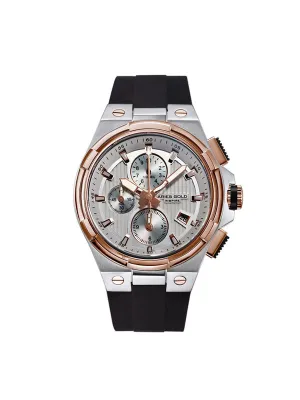Aries Gold King Two-Tone Stainless Steel G 7311 2TR-SRG Hi-Tech Black Synthetic Strap Watch