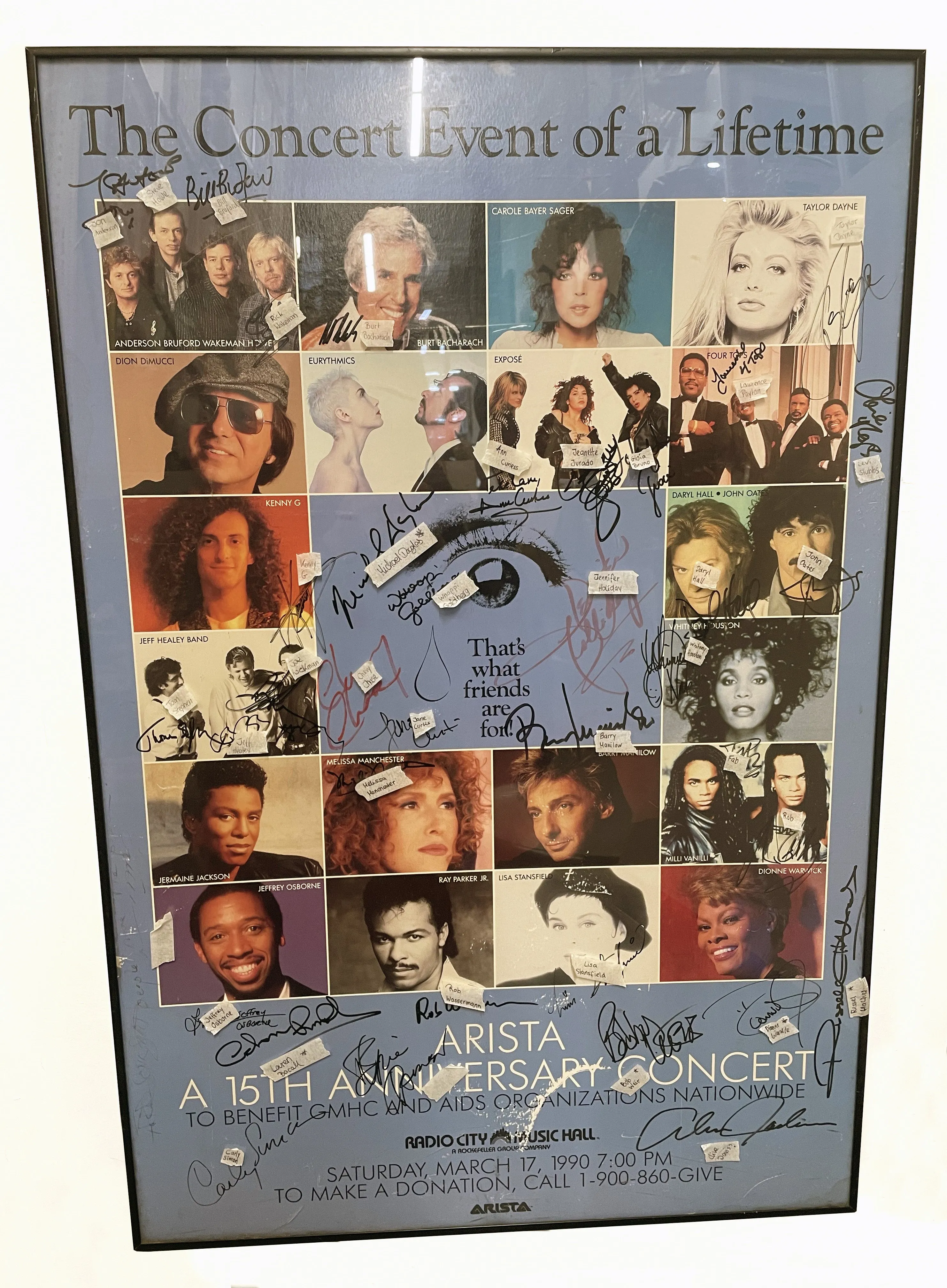 Arista 15th Anniversary Concert 1990 Original Promo Poster Signed By Whitney Houston   More - $150K APR w COA!