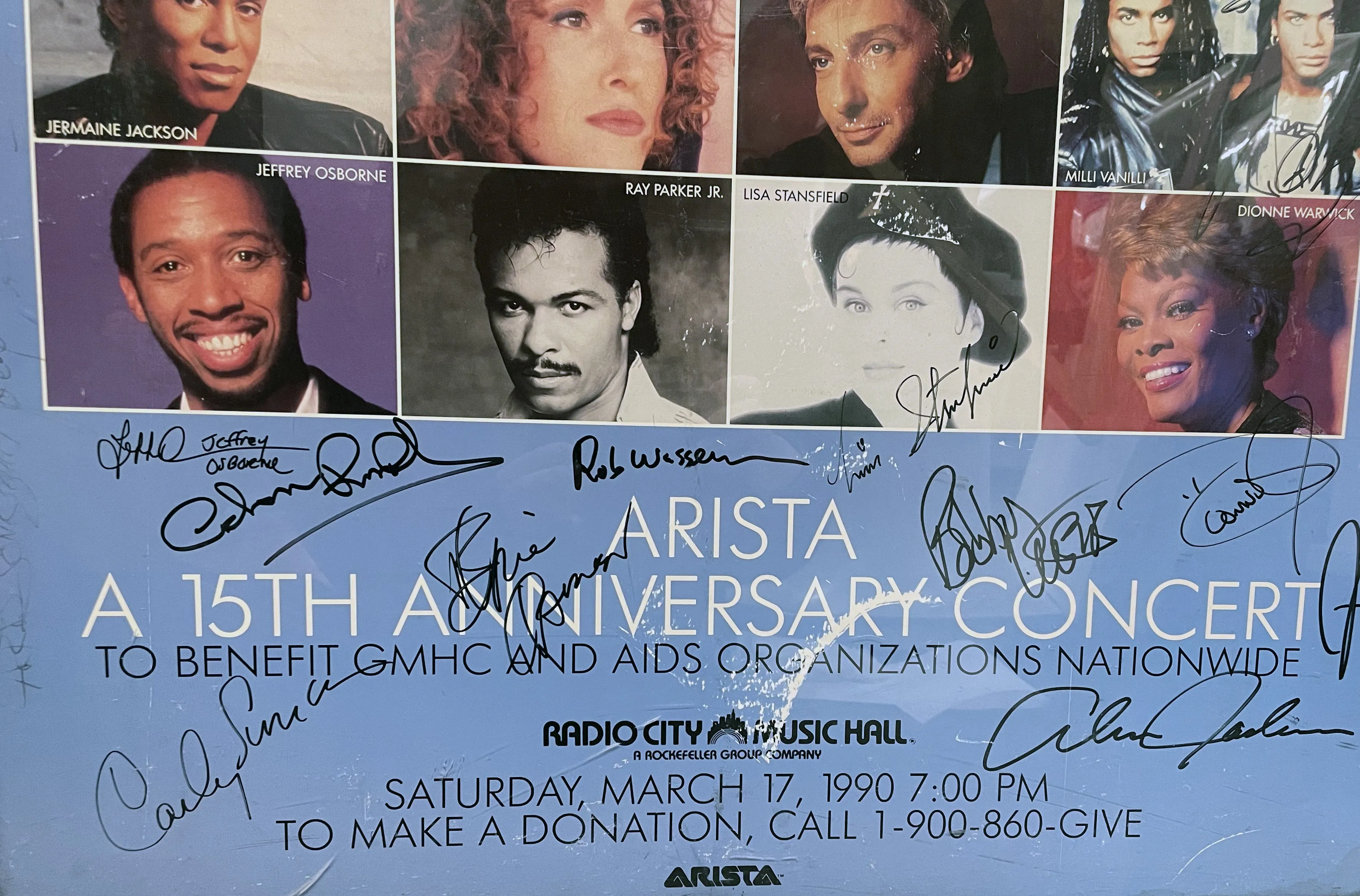 Arista 15th Anniversary Concert 1990 Original Promo Poster Signed By Whitney Houston   More - $150K APR w COA!