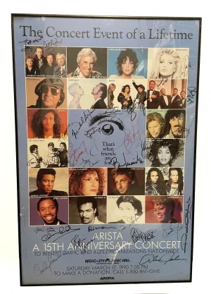 Arista 15th Anniversary Concert 1990 Original Promo Poster Signed By Whitney Houston   More - $150K APR w COA!
