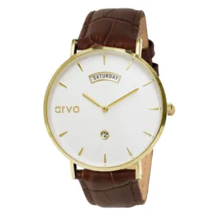 Arvo Awristacrat Watch - Gold - Brown Alligator by Arvo