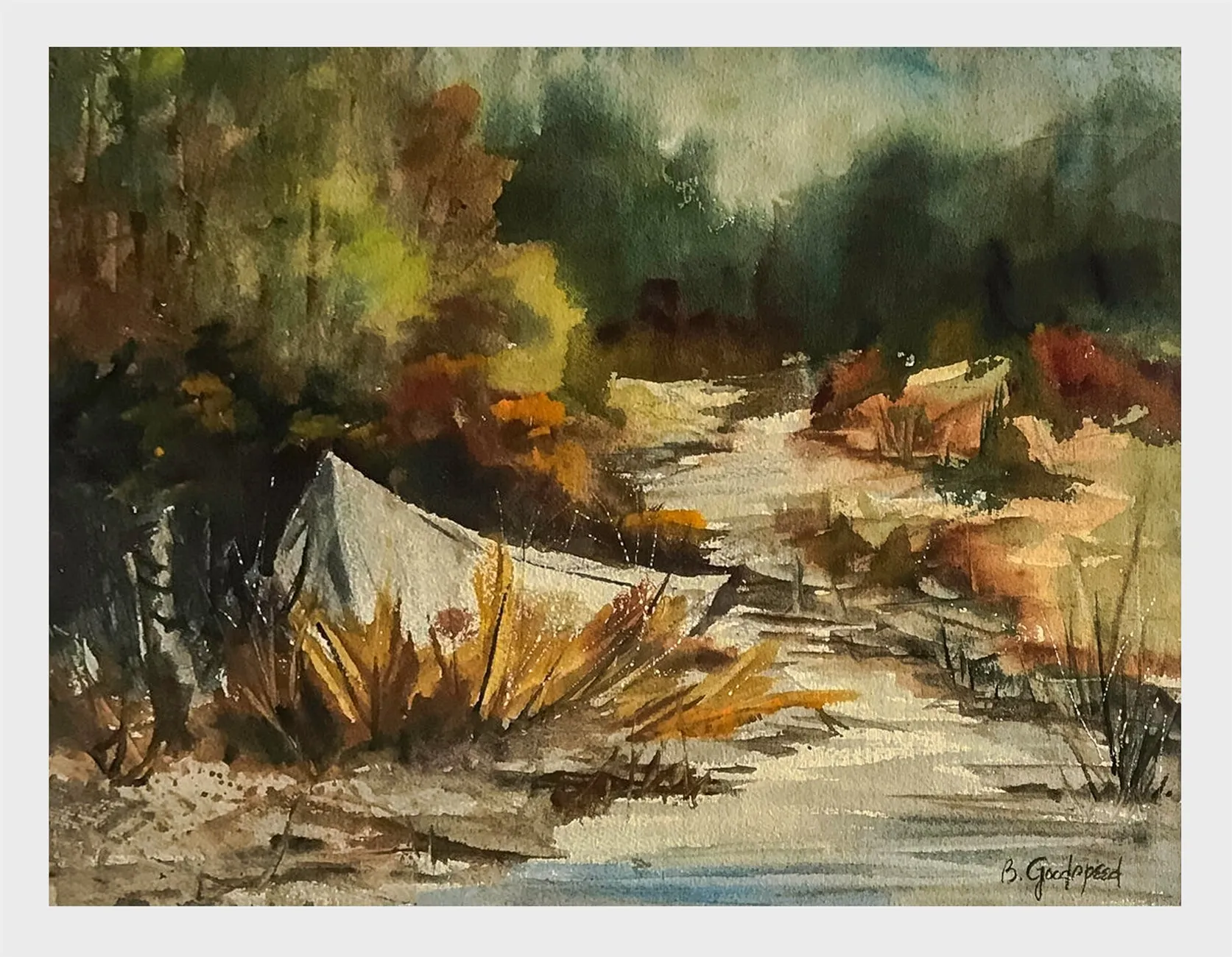 BARBARA GOODSPEED C.1960 Landscape Watercolor & Gouache on Paper - $2K APR w/CoA