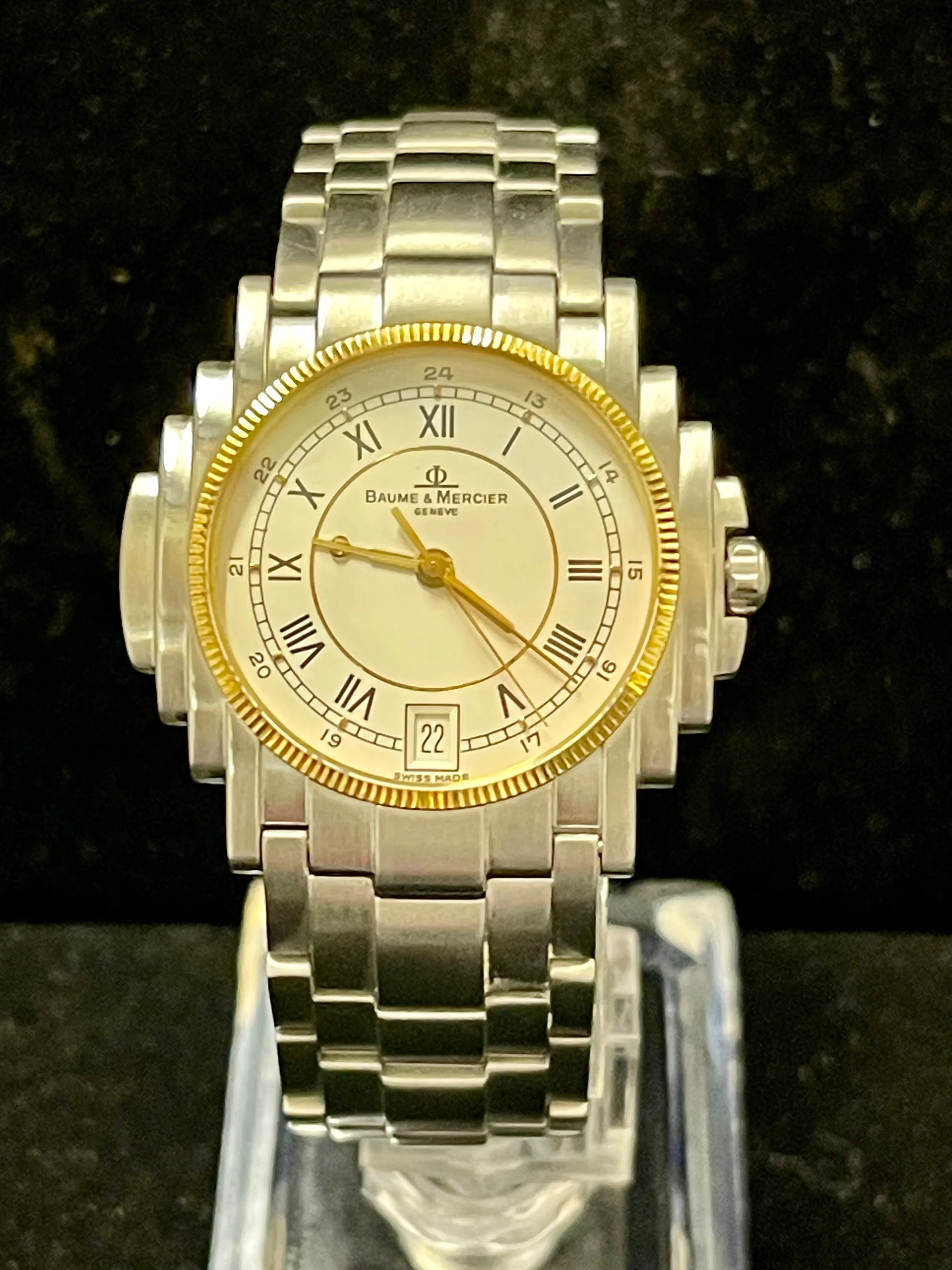 Baume & Mercier Chrysler Art Deco Designer SS & YGP Men's Watch - $10K APR w/COA