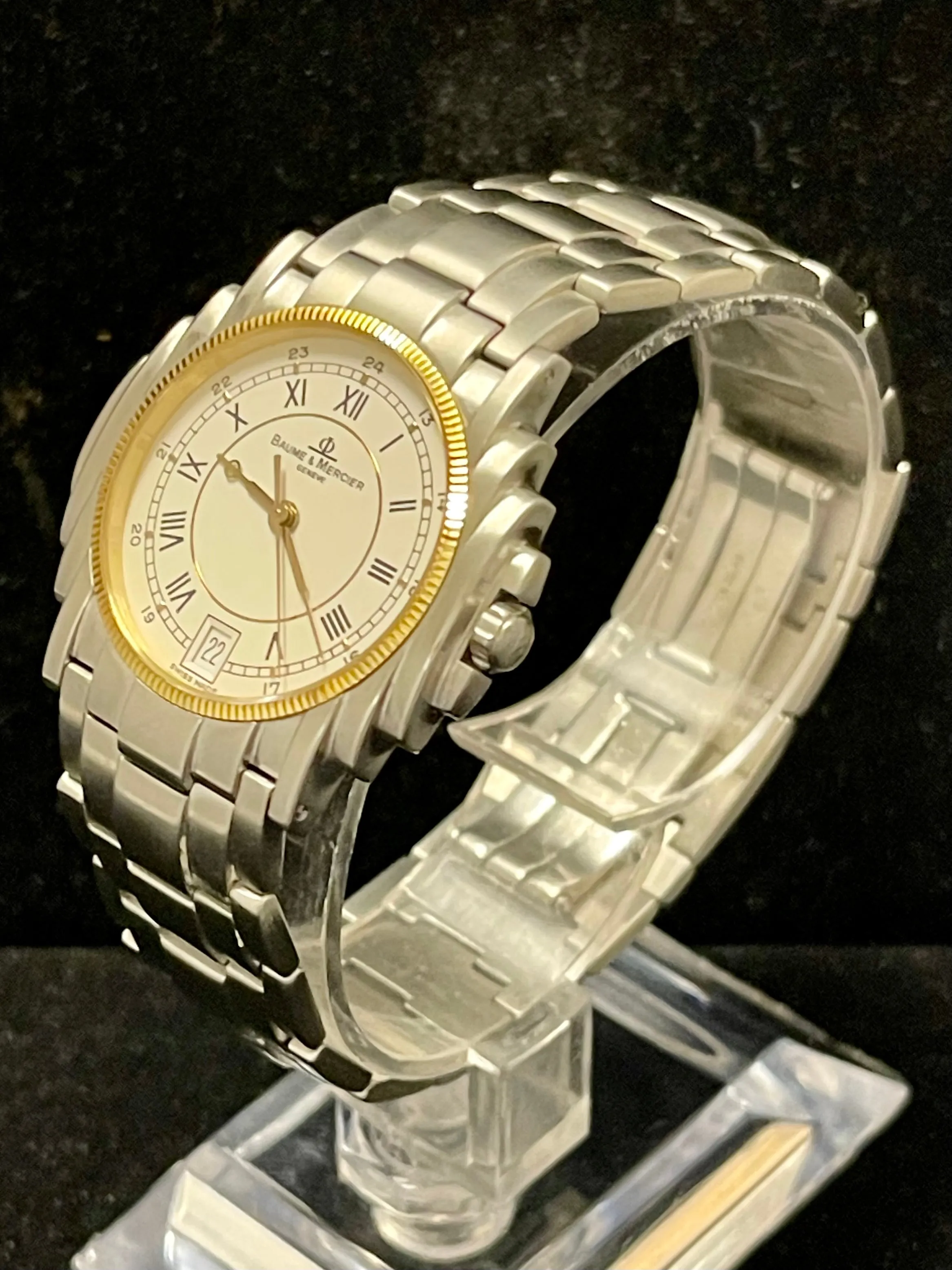 Baume & Mercier Chrysler Art Deco Designer SS & YGP Men's Watch - $10K APR w/COA