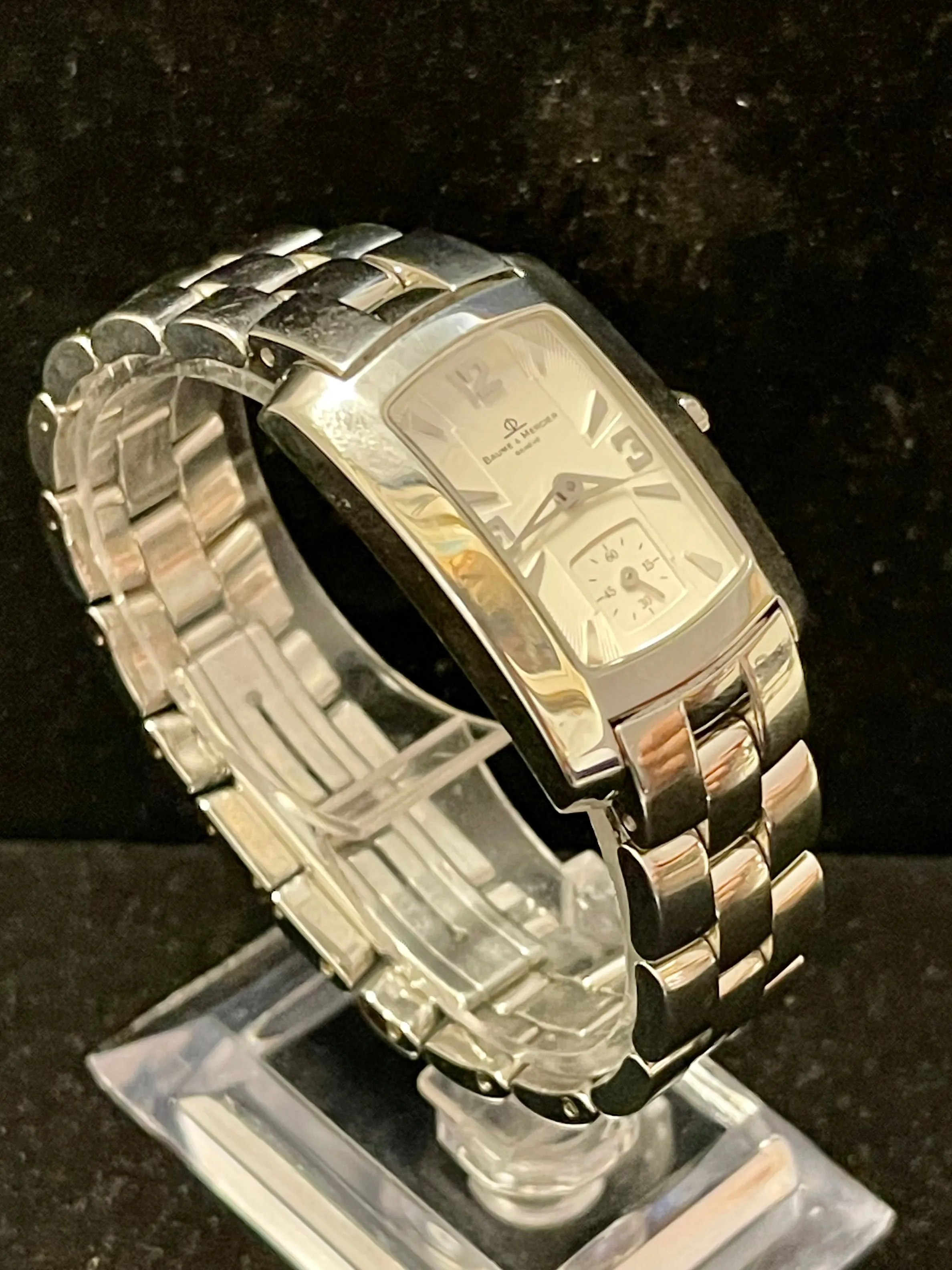 Baume & Mercier Large Tank Second Sub dial SS Men's Wrist Watch - $7K APR w/ COA