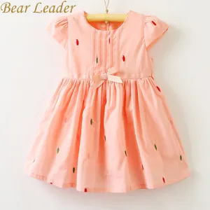 Bear Leader Girls Dress 2017New Summer Children Clothing Rain Dots Print Princes Bow Belt Casual Style 2 Colors Kids Clothes