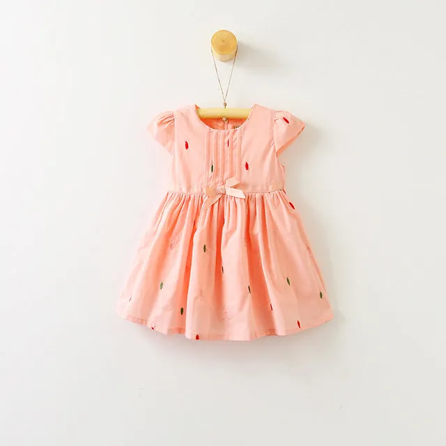 Bear Leader Girls Dress 2017New Summer Children Clothing Rain Dots Print Princes Bow Belt Casual Style 2 Colors Kids Clothes