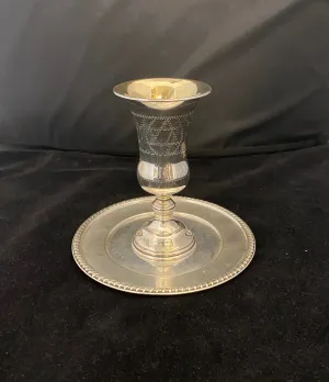 Beautiful Antique C. 1900s Sterling Silver Wine Cup and Plate Judaica - $1.5K APR Value w/ CoA!