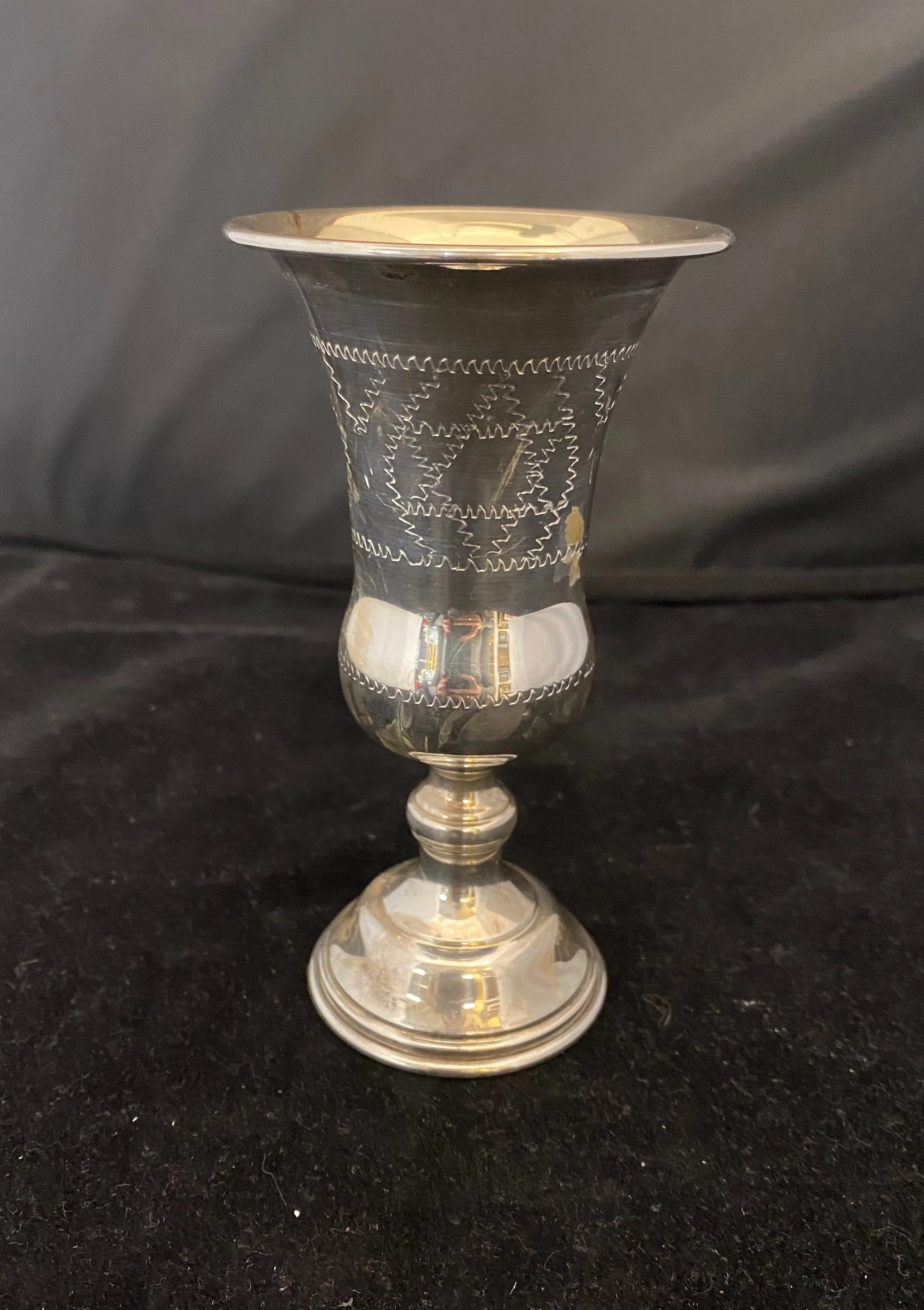 Beautiful Antique C. 1900s Sterling Silver Wine Cup and Plate Judaica - $1.5K APR Value w/ CoA!