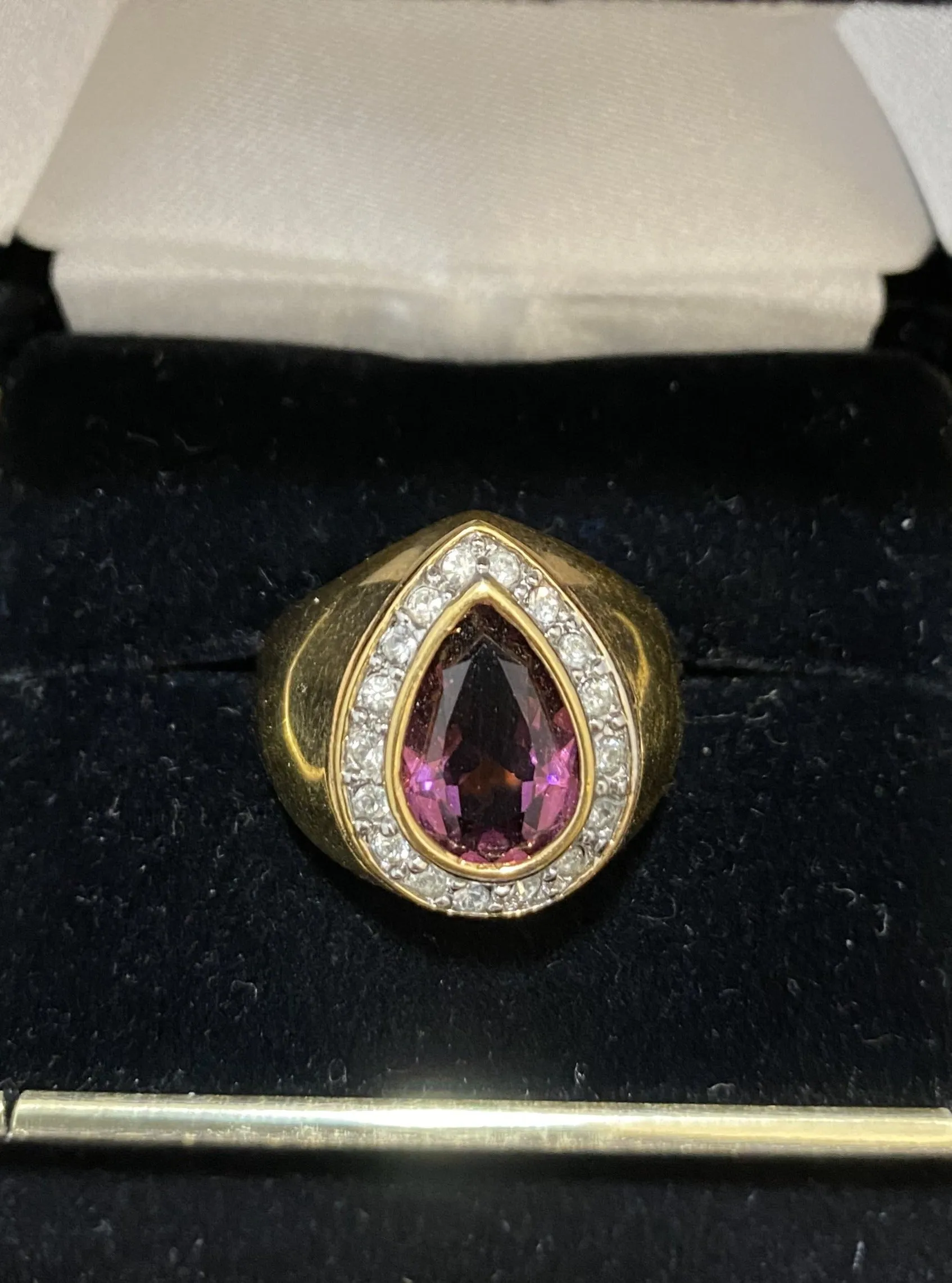 Beautiful Designer Yellow Gold Amethyst and Diamond-style Ring - $1K Appraisal Value w/ CoA!