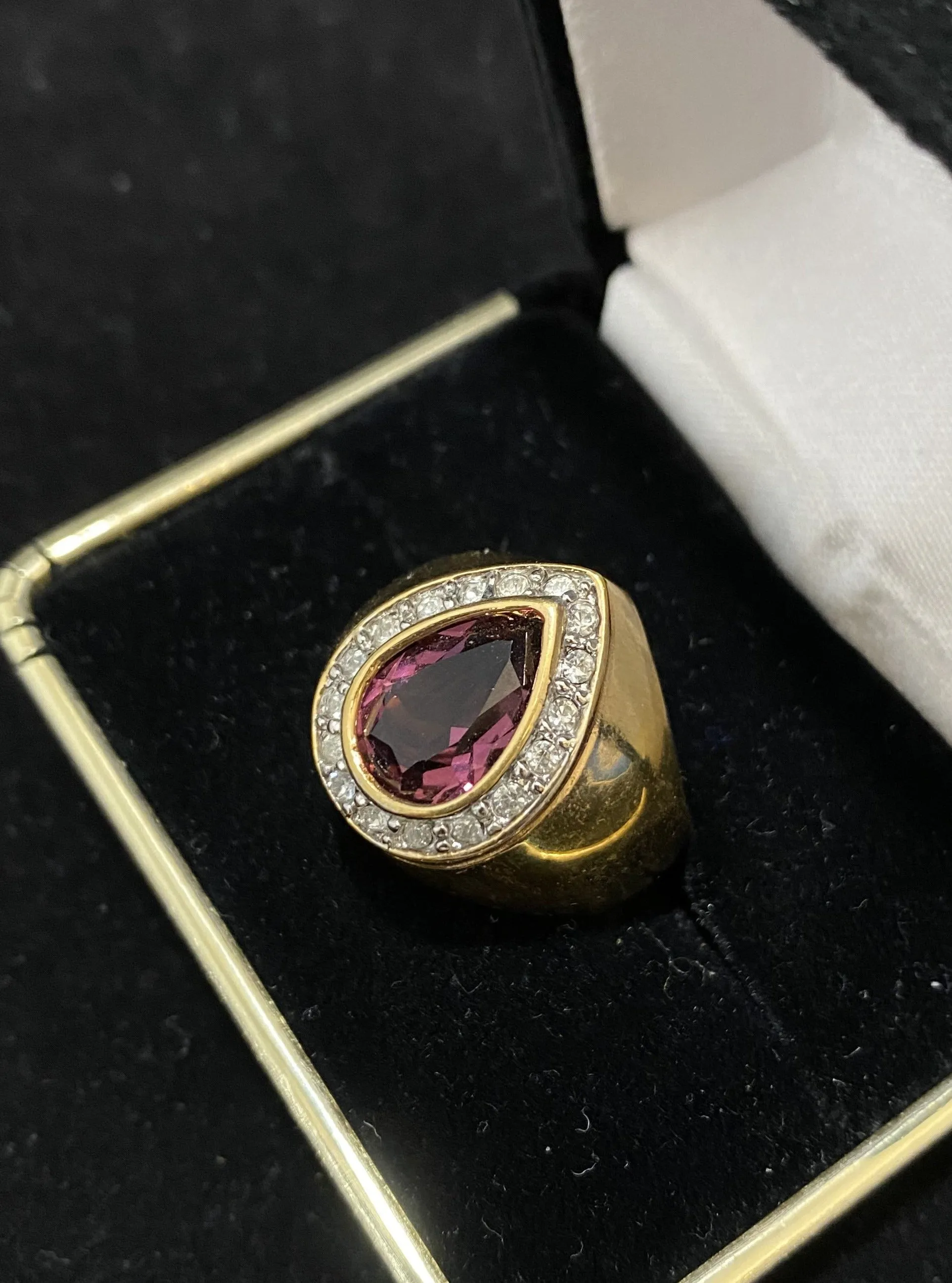 Beautiful Designer Yellow Gold Amethyst and Diamond-style Ring - $1K Appraisal Value w/ CoA!