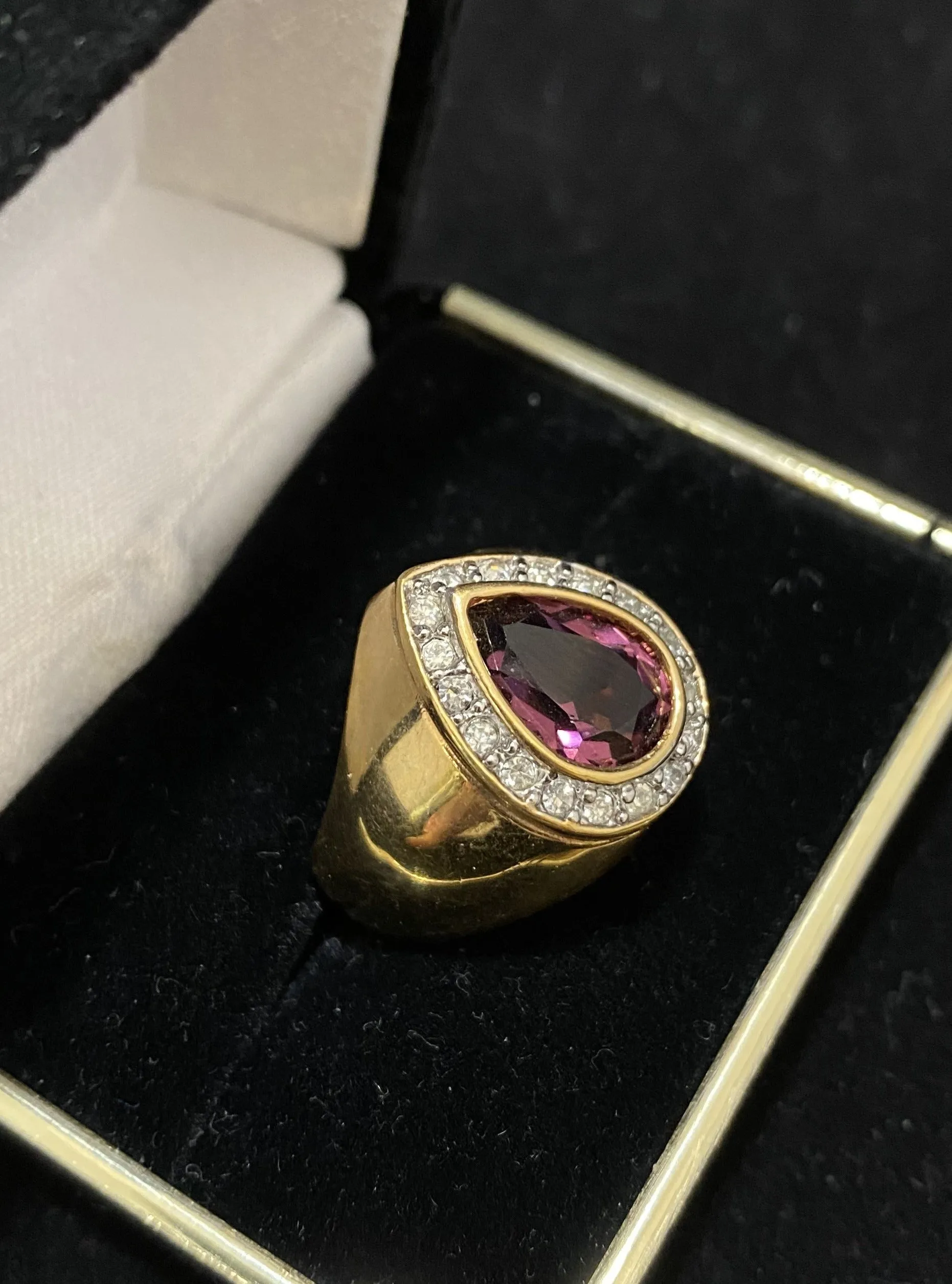 Beautiful Designer Yellow Gold Amethyst and Diamond-style Ring - $1K Appraisal Value w/ CoA!