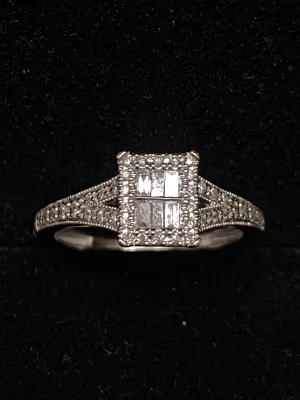 Beautiful Lady's Diamond White Bright Gold Stunning Designer Ring $7 APR w/ CoA!