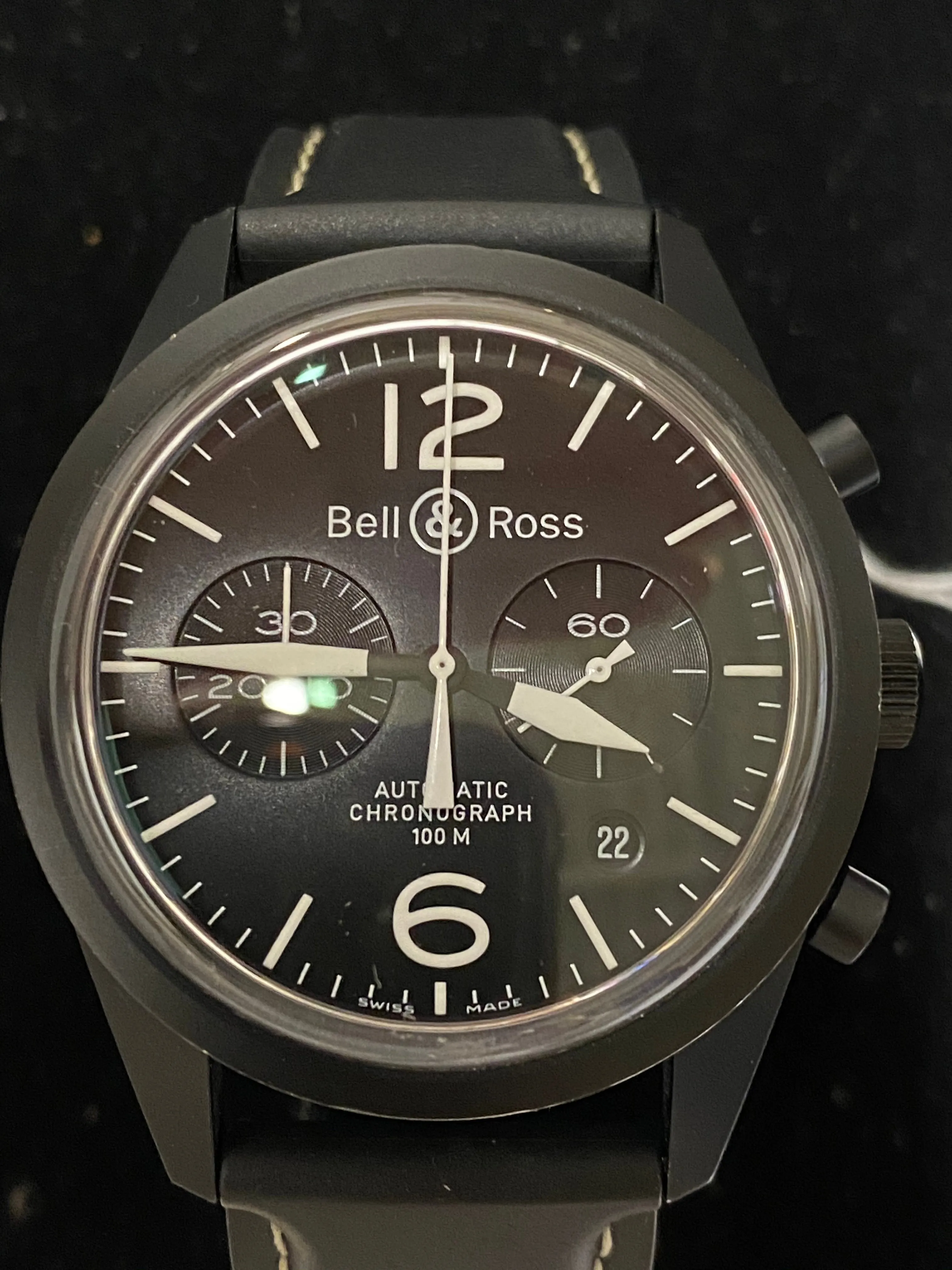 BELL & ROSS Chronograph, Steel, Men's Watch w/ Date Feature - $6K APR w/ COA!!!!