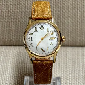 Benrus Masonic Vintage SS w/ Unique Dial & Markers Men's Watch- $10K APR w/ COA!