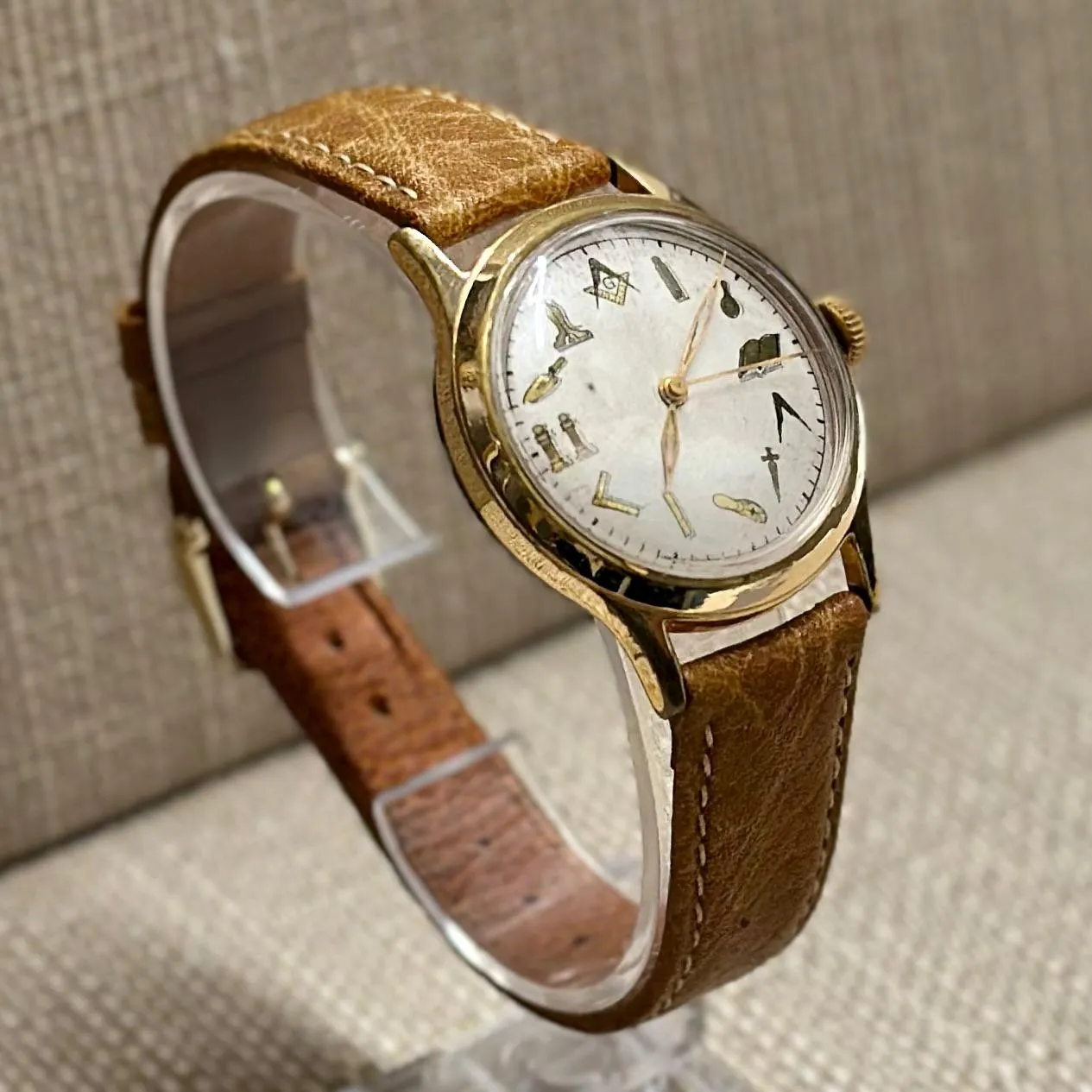 Benrus Masonic Vintage SS w/ Unique Dial & Markers Men's Watch- $10K APR w/ COA!