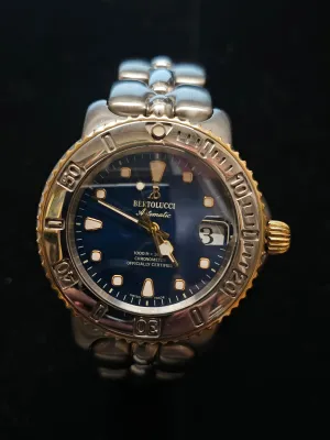 BERTOLUCCI 18K SS Special Unique Blue Sapphire Dial Men's Watch- $15K APR w/ COA