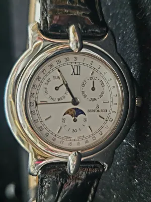 BERTOLUCCI SS Ref225 805041 Triple Calendar Moonphase MensWatch- $15K APR w/ COA