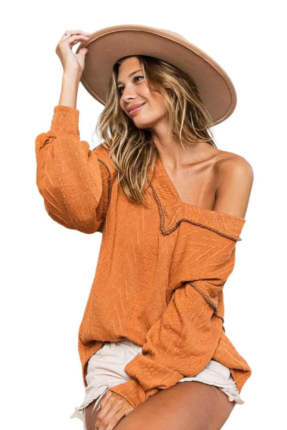 BiBi textured drop shoulder top