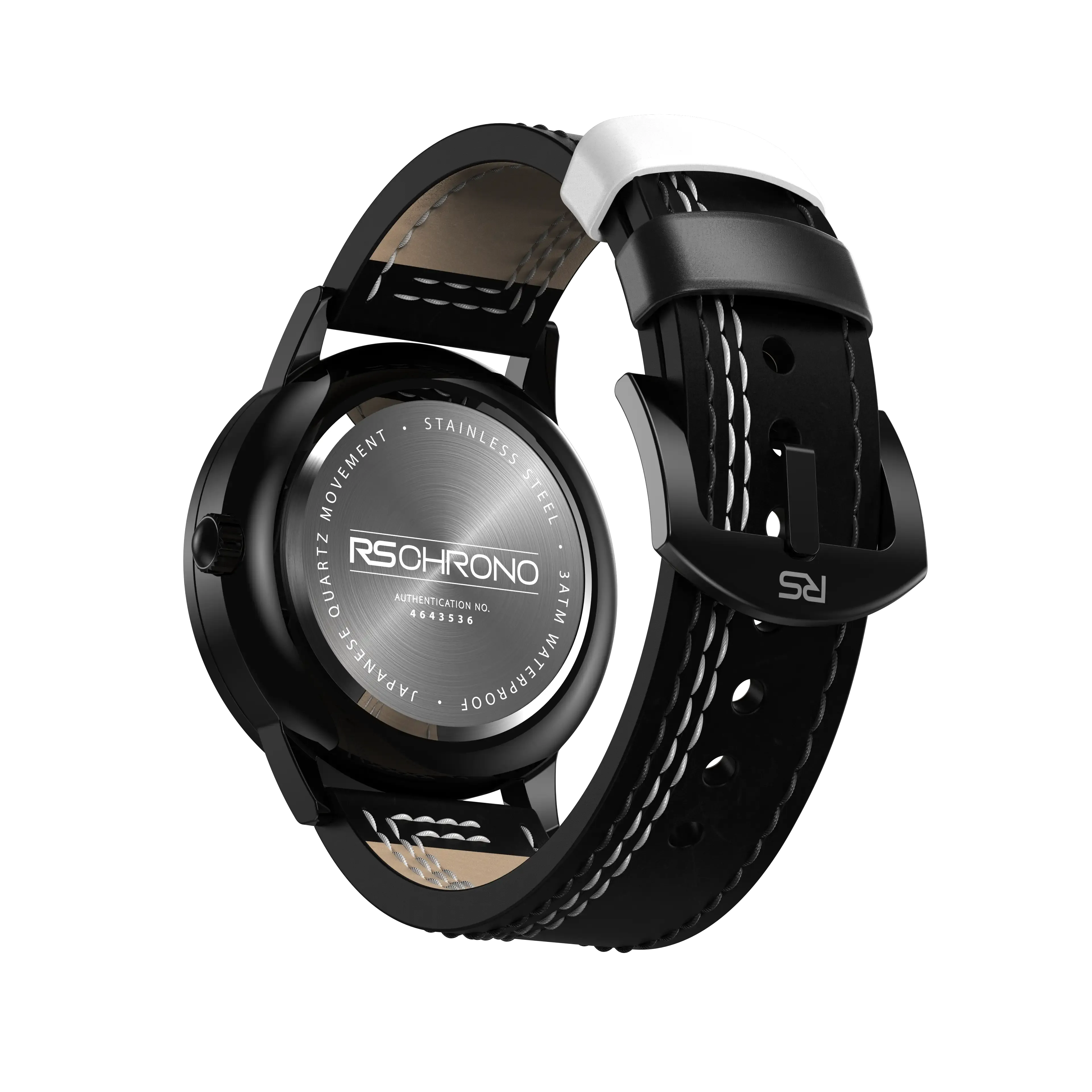 Black & White Leather Strap (Adjustable)