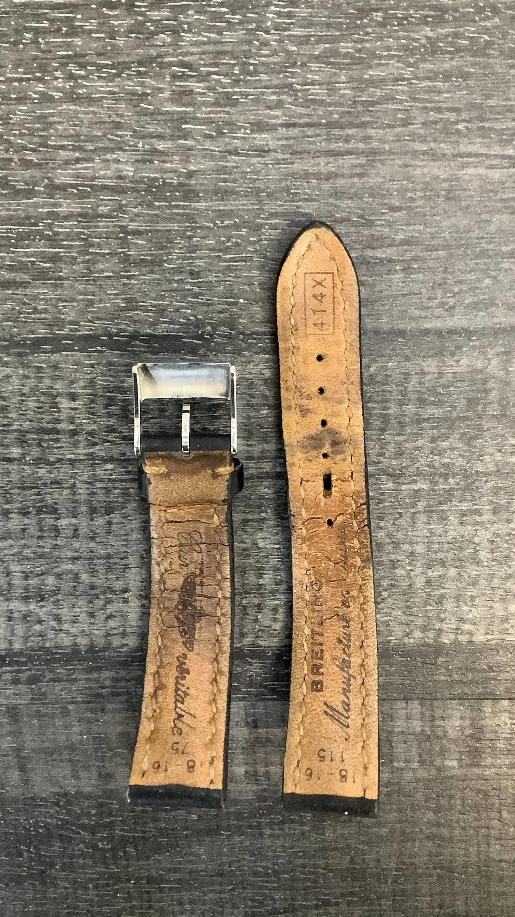 BREITLING Black Leather Padded Watch Strap w/ Stitching - $500 APR VALUE w/ CoA! ✓