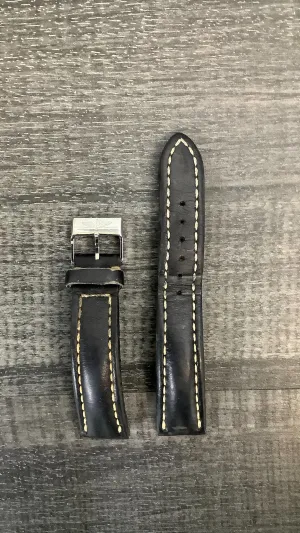 BREITLING Black Leather Padded Watch Strap w/ Stitching - $500 APR VALUE w/ CoA! ✓