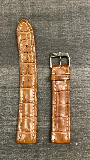 BREITLING Brown Padded Crocodile Leather Watch Strap - $700 APR VALUE w/ CoA! ✓