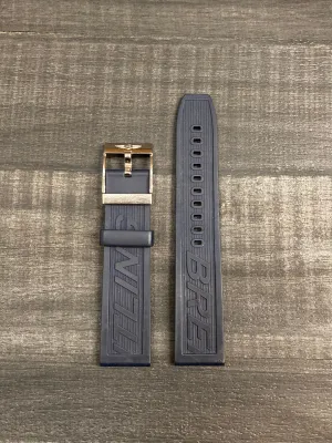 BREITLING Dark Blue Rubber Watch Strap - $400 APR VALUE w/ CoA! ✓