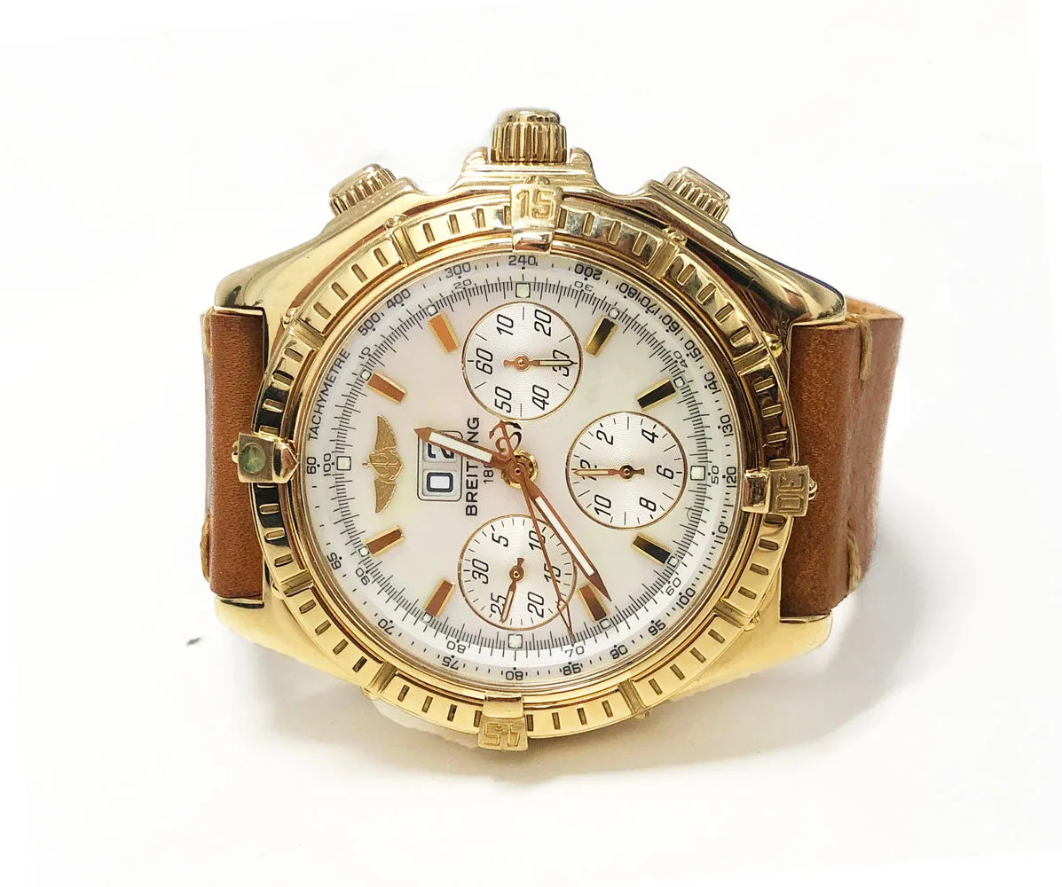 BREITLING Jumbo Crosswind Chronograph XL 18K Yellow Gold Men's Watch - $35K Appraisal Value w/ CoA!