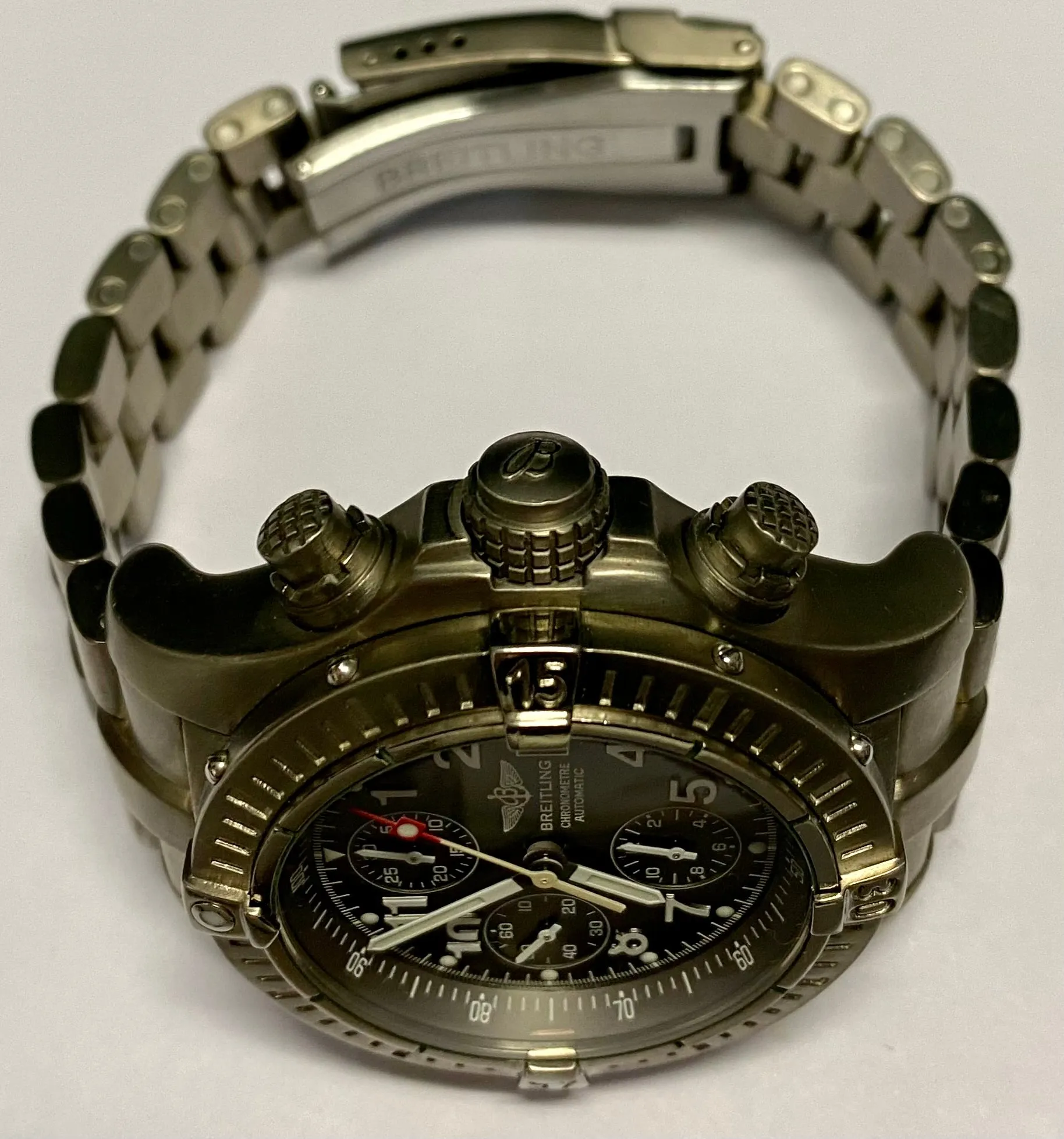 BREITLING Rare Jumbo Chrono Titanium w/ 3 Sub Dial Men's Watch- $12K APR w/ COA!