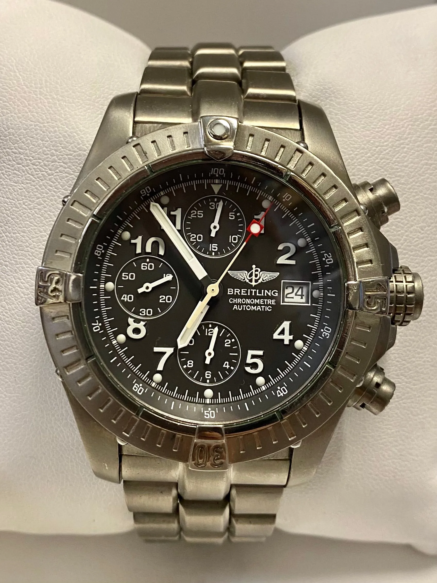 BREITLING Rare Jumbo Chrono Titanium w/ 3 Sub Dial Men's Watch- $12K APR w/ COA!