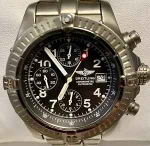 BREITLING Rare Jumbo Chrono Titanium w/ 3 Sub Dial Men's Watch- $12K APR w/ COA!